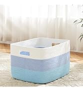 Artfeel Blanket Basket,Rectangle Woven Baskets for Storage,100L Laundry Basket for Decorative Nur...