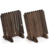 ZOOFOX Set of 2 Wood Necklace Display Stand, Jewelry Easel Display Holder for 16 Necklaces, Jewel...