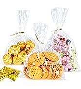 Cherodada 6"x 8", 200Pcs Cellophane Treat Bags with Twist Ties for Gift Wrapping, Wrapping Candie...