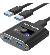 USB 3.0 Switch, Bi-Directional USB Switcher 2 in 1 Out/1 in 2 Out, Aluminum USB Switch 2 Computer...