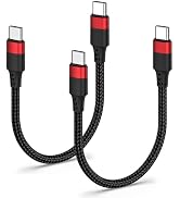 Short USB C Cable 2 Pack, 6 inch USB C to USB C Cable, Braided 0.5ft Short USBC to UBSC Fast Char...