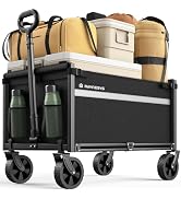 Wagons Carts Foldable, Collapsible Wagon Cart Foldable, 330LBS Heavy Duty Folding Wagon Carts wit...