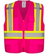 KAYGO High Visibility Safety Vests KG0100, Safety Vests Reflective with Pockets and Zipper,ANSI T...