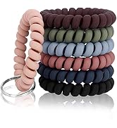 BIHRTC 7PCS Wrist Coil Key Ring Wrist Band Bracelet Keychain Stretchable Wristband Keychain Plast...