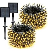Solar String Lights Outdoor Waterproof 2 Pack Total 66ft 200LED 8 Modes Twinkle Lights Solar Fair...