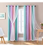 XiDi Curtains for Girls Bedroom Kids Room Unicorn Princess Theme Home décor 52 inches Length Past...