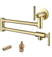 Havin Brushed Gold Pot Filler Faucet,Wall Mount Commercial, Stainless Steel Material Folding Kitc...