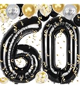 60th Birthday Decorations for Men Women, 40 inch 60 Balloon Numbers, 18 pcs 12 inch 60th Birthday...