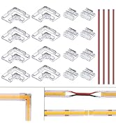 BENLUN 2PIN 8mm LED Strip Connector Kit, 8pcs I Shape and 8pcs Corner Connectors for Solderless S...