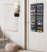 BAGSMART Hanging Jewelry Organizer, Dust Proof Sunglasses Storage Case Wall Mounted, Travel Dual ...