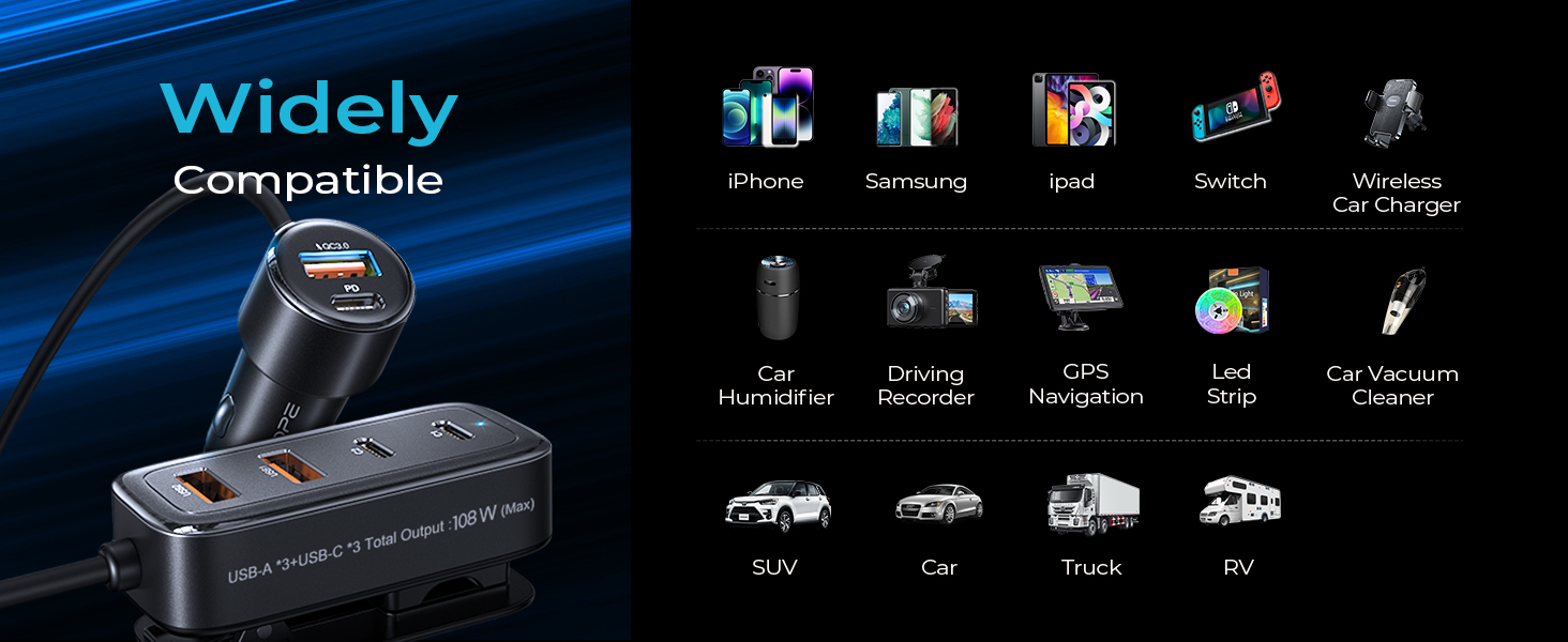 Car USB Charger Multi Port