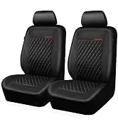 CAR PASS Quilting Leather Seat Cover Two Front Seats Only, Universal Fit Automotive Front Seat Co...