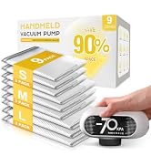 SNOCOD 9 Pack Travel Vacuum Bags with Electric Pump, 70KPa Vacuum Storage Bags for Clothing, Reus...