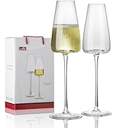 CnSneg Champagne Flutes Glass Set of 2, Crystal Champagne Glasses 9OZ/ 270ML, Hand Blown Mimosa G...