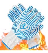 QUWIN BBQ Gloves, Oven Gloves 1472? Extreme Heat Resistant, Grilling Gloves Silicone Non-Slip Ove...