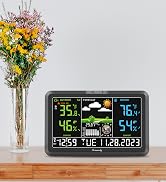 DreamSky Weather Station Indoor Outdoor Thermometer Wireless with Digital Atomic Clock for Home, ...
