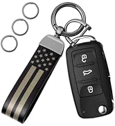 OHKYOOT Leather Car Keychain,Carabiner Clip Key Fob Keychain for Home Car Keys Women Men