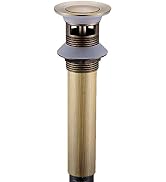 Flybath Sink Drain Antique Brass Bathroom Faucet Small Pop Up Vessel Basin Sink Drain Stopper wit...