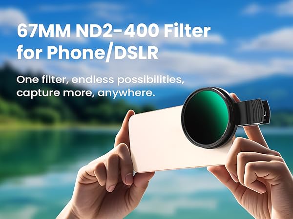 67mm Variable ND2-400 Filter for Phone/DSLR