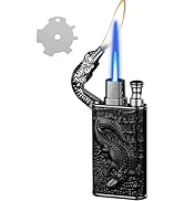 Torch Lighter, Relief Crocodile Design Magic Dual Flame Lighter with Adjusting FlameTool, Cool Wi...