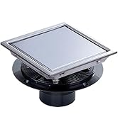 SaniteModar Shower Drain, 6 inch Shower Floor Square Drain with Flange, 2 in 1 Panel SUS 304 Stai...