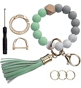 Silicone Beads Key Ring Keychain Bracelet Wristlet for Women, Cute Bead Car Keys Holder Chain Ban...