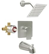 WRISIN Tub Shower Faucet Set, Brushed Nickel Shower Valve Kit with 6 Inch Showerhead, Bathtub Fau...