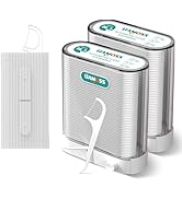 Refillable White Dental Flossers Dispenser 2 Box,186 Count Automated Pop Up Dental Floss Picks,No...