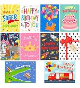 Hooqict Birthday Cards for Kids (4"x6") 10 Assorted Happy Birthday Cards with Envelopes and Greet...