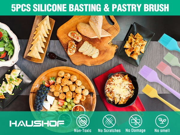 5PC Silicone Basting & Pastry Brush