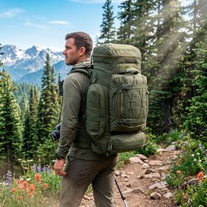 Large military tactical backpack with internal frame range pack