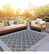 HiiARug Reversible Mats Outdoor Rug 6x9 for Patio Plastic Straw Patio Rugs Outdoor Rugs Large Flo...