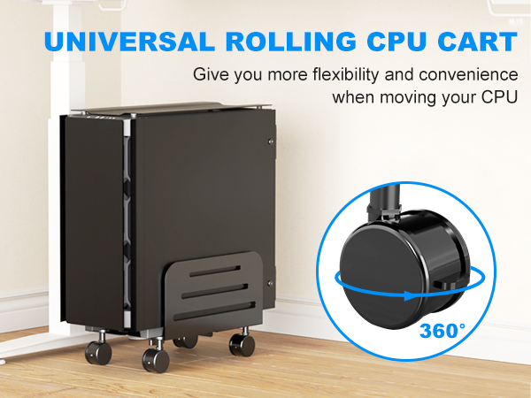 Computer Tower and CPU Stand Adjustable Cart