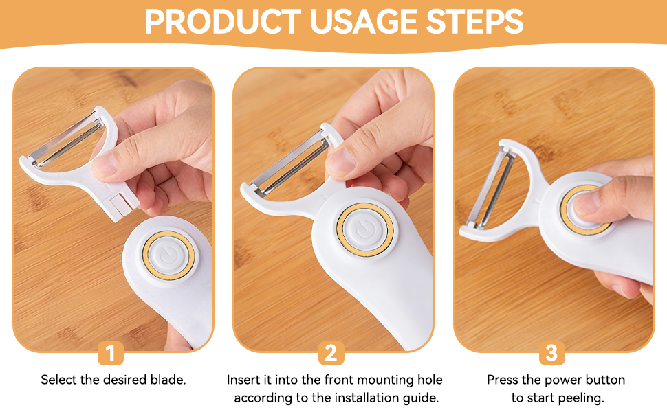 Handheld Vegetable Peeler Set with 3 Interchangeable Blade Heads