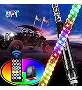 Nilight 2PCS 6FT Spiral RGB Led Whip Light w/ RGB Chasing/Dancing Light RF Remote Control Lighted...