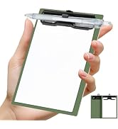 FRETONBA Mini Clipboard 4x6 Inch with Pen Holder, 2 Pack, Green | Low Profile Metal Clip & Hangin...