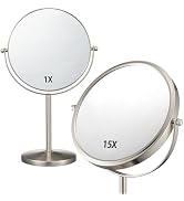 ALHAKIN 1X/15X Magnifying Makeup Mirror, Double Sided Mirror with Stand, Tabletop Desk Mirror 360...