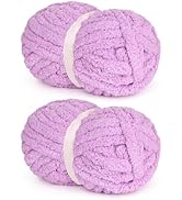 Pruple Chunky Chenille Yarn for Easy Crocheting Hand Arm Knitting, Super Bulky Soft Plush Warm Fl...