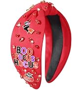 FAERLIIRY Halloween Headbands for Women Rhinestone Knotted Headbands Crystal Embellished Wide Kno...