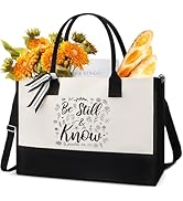 VeloKomo Christian Canvas Tote Bag - Bible Verse Gifts Bags Be Still and Know Bible Floral Canvas...
