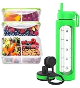 Bento Box Meal Prep Containers with Lids - Lunch Containers for Adults, 3 Compartments (39 oz, 3 ...