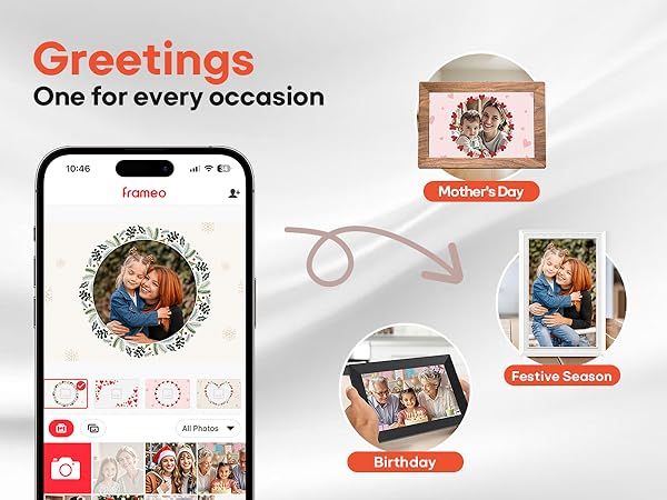 frameo digital picture photo video frame smart wifi HD IPS touch screen slideshow 32GB auto rotate