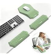 2-in-1 L-Shaped Desk Elbow Pads & & Mouse Pad Set with Wrist Rest, Green | Ergonomic Desk Edge Cu...