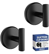 HOME SO Suction Cup Hooks T Shape (2 or 4 Pack) (Matte Black, 2, Count)
