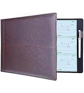 Antner 7 Ring Business Checkbook Binder for Business Checks, 600 Checks Capacity, PU Leather Chec...