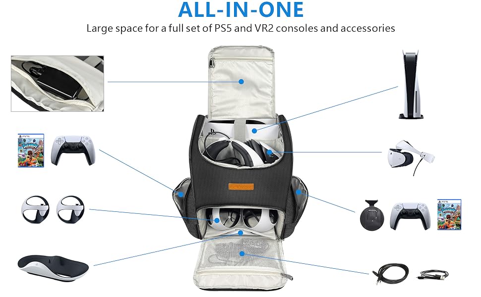 ALL-IN-ONE, Large Space for a full set of PS5 & VR2