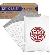 Fuxury Poly Mailers 12x15.5" 500Pcs Bulk White Shipping Bags for Clothing, Strong Adhesive Sealin...