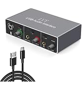 LVY 2In-2Out USB Audio Interface (Resolution 24Bit/96kHz) 48V Phantom Power for Recording Podcast...