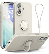 ABITKU for iPhone 17 Case 6.3'', Ring Stand Silicone Slim Design (with Wrist Strap), Magnetic Car...