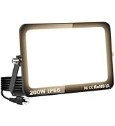 SKYWORLD 200W LED Floodlight Outdoor, 20000LM Led Security Lights, Waterproof Warm White Outside ...